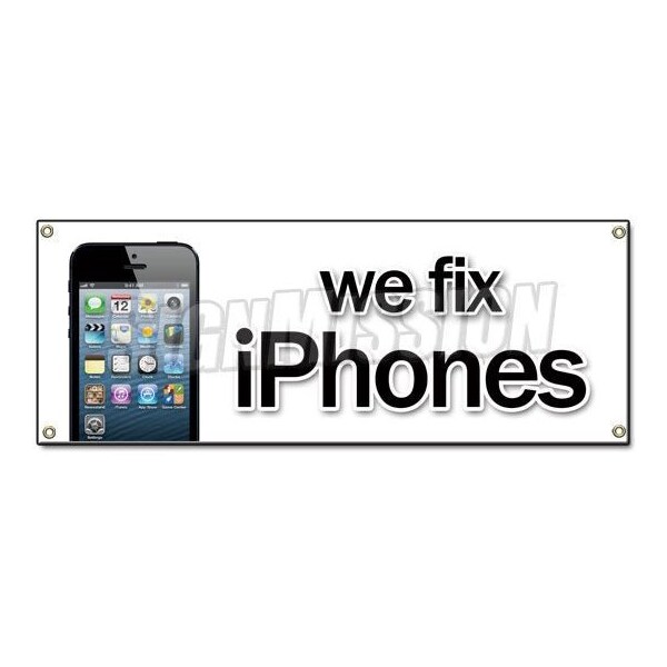 WE FIX IPHONES BANNER SIGN cell smart phones unlock cellphones mobile repairs